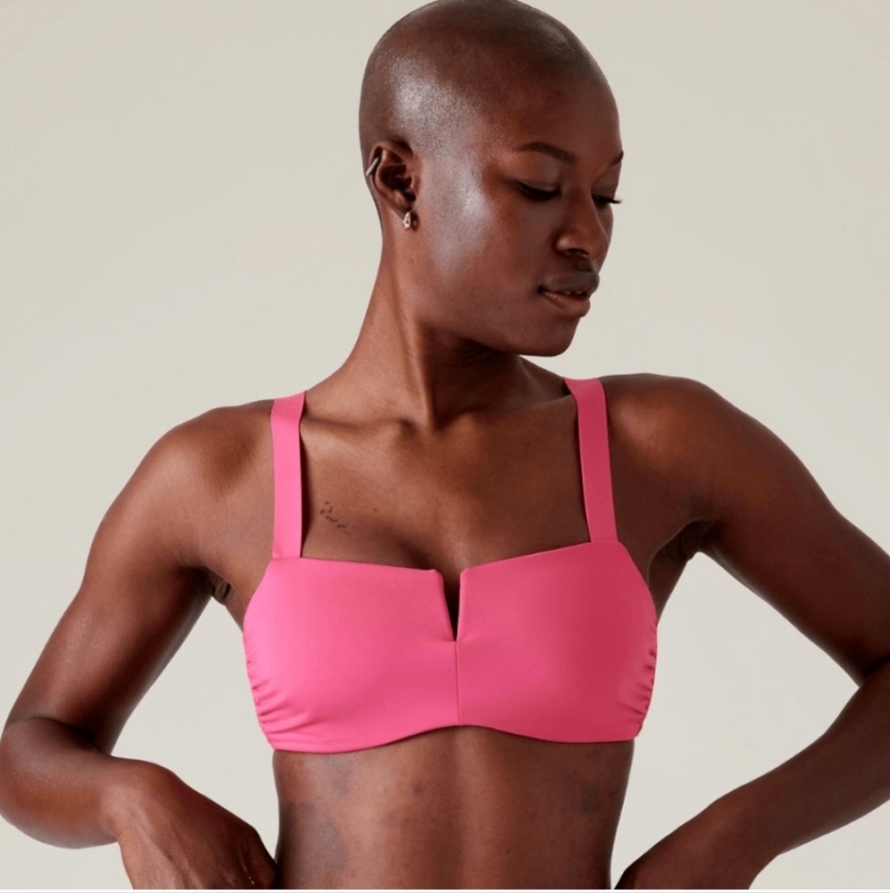NWOT  Athleta size 36D/DD 32 A/ B SQUARE NECK V BRA CUP Swim TOP  Pink